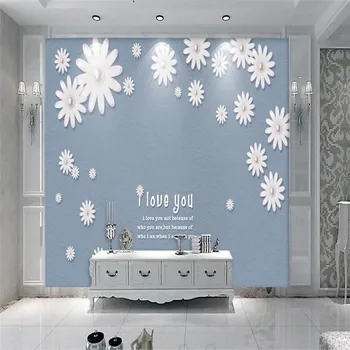 3D elegantiška baltos gėlės papuošalai sienos profesinės gamybos tapetai, freskos pasirinktinius nuotraukų siena