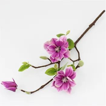 5P Netikras Realus Touch Magnolia Gėlių Modeliavimas Latekso Geros Kokybės Magnolija Filialas, Vestuvių Namų dekoro Dirbtinės Gėlės