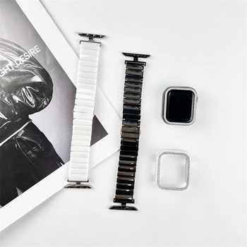Dirželis Apple Watch Band 44mm 45mm 40mm 42mm 38mm 41mm Prabanga, Keramikos, Nerūdijančio plieno diržas apyrankę iWatch serijos 6 se 5 4 3 7