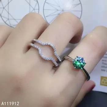 KJJEAXCMY fine jewelry Žalia Mosang Diamond 925 sterlingas sidabro naujas moterų Derinys žiedas paramos bandymo populiarus