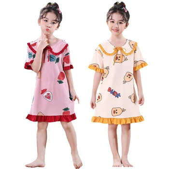 Kūdikių Pižama Mergina Anime Spausdinimo Paauglys Sleepwear Suknelė Vasaros Vaikui 2 4 6 8 10 Metų Homewear Gėlių Raukiniai Mielas Kostiumas