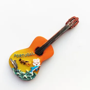 Portugalija Kūrybinis Turizmas, Progines Dažytos Dekoratyvinės Amatų trimatis Gitara Magnetinio Šaldytuvas Magnetas