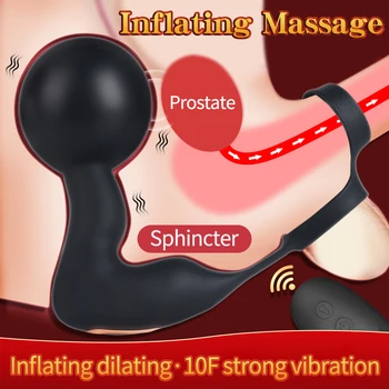 Didelis Pripučiamas Analinis Kaištis Vibracijos Prostatos Massager Suaugusiųjų Žaislai BDSM Analinis Plėtros Vėlavimo Užraktas Varpos Žiedas Analinio Sekso Žaislus Gėjų