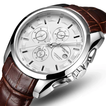 Karnavalas Vyrų Laikrodžiai Mechaninė Automatinė Prekės Prabangių Laikrodžių Vyrams Safyras reloj hombre Vandeniui Vyrai Žiūrėti Wristwatche C-8629-4