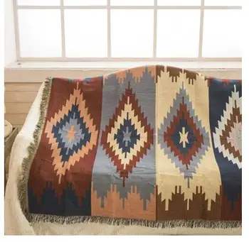 retro Bohemijos medvilninių siūlų antklodė rankšluostį kilim modelio sofa cover kėdė fone audinio kilimas ne slydimo