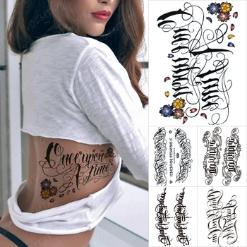 Tėkšti Tekstas Tatto Sanskrito, Arabų Raidžių Vandeniui Laikina Tatuiruotė Lipdukas Moterų, Vyrų Kūno Menas Juoda Žodžiai Netikrą Tatuiruotės