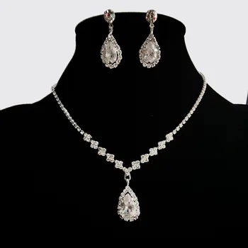 Korėjos Apakinti Visą Diamond Drop Karoliai, Auskarai Nustatyti Nuotakos Vestuvių Papuošalų Rinkinys Flapper Suknelė 1920 Great Gatsby