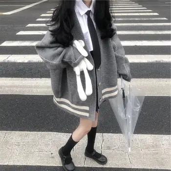 Rudenį ir žiemą naujas Japonų saldus tingus megztiniai megztinis ilgomis rankovėmis korėjos prarasti laukinių cardigan studentų striukė tendencija