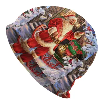Kalėdų-Santa-Claus Skullies Beanies Šiaurės Linksmų Kalėdų, Naujųjų Metų Skrybėlės Hip-Hop Kepurės Žiemą Dual-naudoti variklio Dangčio Megzta kepurė