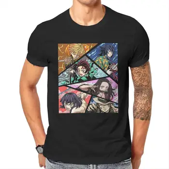 Demon Slayer Animacinių Filmų T-Marškinėliai Vyrams, Japonų Anime Kimetsu Nr. Yaiba Derliaus 100% Medvilnė Tee Marškinėliai T Shirt Šalies Drabužių