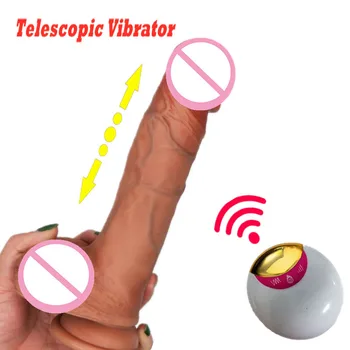 Belaidis Nuotolinio Teleskopinis Vibratorius Tikroviškas Dildo Suaugusiųjų Sekso Žaislai moterims Didelis Penis Penis į Makštį Moterų Masturbator Erotinis Žaislas