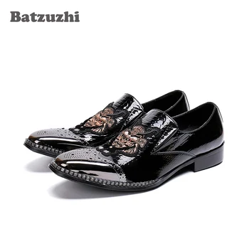 Batzuzhi vyrų Rankų darbo Suknelė batai, prekės ženklo Mados prabangių Dizainerio vestuvės dress laisvalaikio natūralios Odos mens Loafer batai