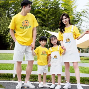 Korėjos Mados Šeimos Komplektus Suknelė Rinkiniai Motina Dukra Šeimos Išvaizdą Derinti Drabužius Medvilnės Marškinėliai Tees Šeimos Nustatyti Kalėdų