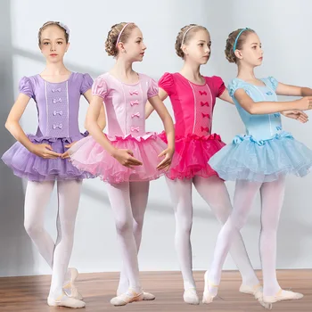 Vaikų Baleto Šokių Suknelė Mergaičių Šokio Praktika Drabužius Lankas-mazgas Šokių vientisas Baleto Suknelė Mokymo Dancewear Vaikams