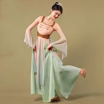 2023 klasikinio šokio gazas suknelė moterims tiktų laipsniškas spalvų teka pasakų veiklos suknelė kinų stiliaus šokių praktikos suknelė