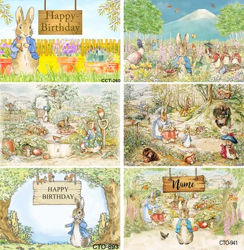 Easter Bunny 1-ojo Gimtadienio Fonas Kai Katytė Yra Truning Viena Nuotrauka Fone Triušis Pirmojo Gimtadienio Apdailos Naujagimis