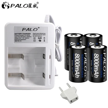 PALO 100% Originalus 1.2 v nimh D daugkartinio įkrovimo baterija +led smart įkroviklį už 1,2 v nimh nicd akumuliatoriaus įkrovimo