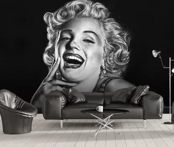 Šiuolaikinės paprasta Marilyn Monroe grožio miegamasis fone, sienų apdaila dažymas