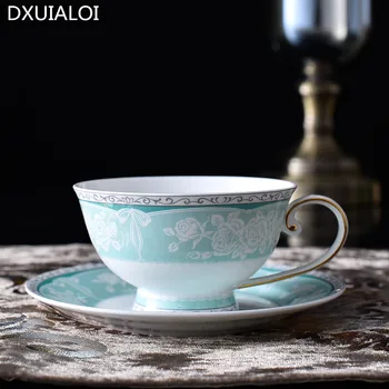 Šiaurės kūrybos kavos puodelis ir lėkštelė su aukso ratlankio kaulų kinija pora taurės popietę gėlių arbatos puodelio keramikos dovana puodelis 200ml