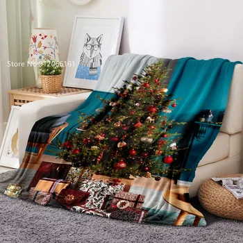 Linksmų Kalėdų Flanelė Antklodė Gražus Medis Sofos Komfortu Mesti Antklodės Gyvenimo Kambario, Miegamasis Lovatiesė Atostogų Vilnos Antklodė
