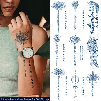 Atsparus vandeniui Laikinos Tatuiruotės Sulčių rašalo Lipdukas Indijos, Egipto, Gėlės Žodžiai Laiške Vaisių Gelis, ilgalaikis Tatuiruotė Vyrai Moterys