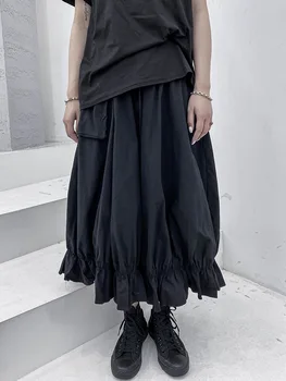 Mot. Sijonas Vasarą Naujas Klasikinis Tamsiai Yamamoto Stiliaus Asmeninį Hem Dizaino Mados Atsitiktinis Palaidų Didelio Dydžio Sijonas