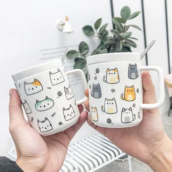 YJBD Cute kačių, ir šunų modelis puodelis,Naujumo ir Stiliaus Maišymo Kavos Puodelio Pieno Juokingas Keraminis Puodelis 