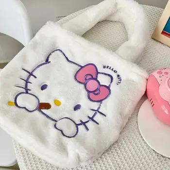 Krepšiai Moterų Piniginės ir Rankinės Sanrio Hello Kitty Maišelį Mielas Pliušinis Rankoje-Krepšys Didelės Talpos Peties Rankinę
