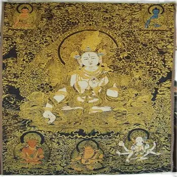 Rinkti Nepalo Thangka paveikslas siuvinėjimui šilko Buda Guanyin Thangka aukso siuvinėjimai