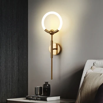 Sienos lempa, modernios LED meno fone AC110V/220V patalpų sienos kabo kambarį eilėje miegamojo lovos hotel dekoratyvinis Apšvietimas