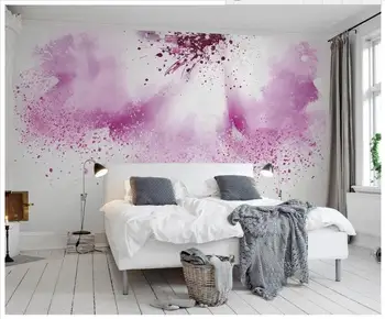 3d tapetai užsakymą 3d freskomis tapetai, gėlių TV nustatymas sienos milteliai violetinė akvarelė abstraktus paveikslas gėlės tapetai