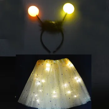 LED Lemputė Švyti iki Moterų Mergina Geltonas Bičių Kostiumas Gimtadienio Švyti Šalies Sijonas, Vestuvės, Kalėdos,