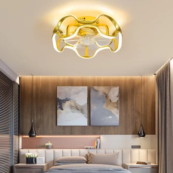 Šiuolaikinės dekoratyvinės led lubų lempų sietynas ventiliatorius miegamasis ventiliatorius su led šviesa ir kontrolės lubų ventiliatoriai su šviesos