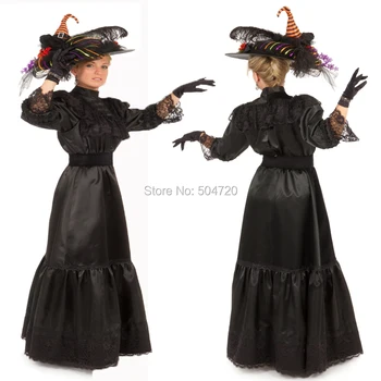 19 Amžiuje Retro juoda Taffte Viktorijos Epochų Regency pilietinio Karo, Revoliucijos Helovinas dress HL-138