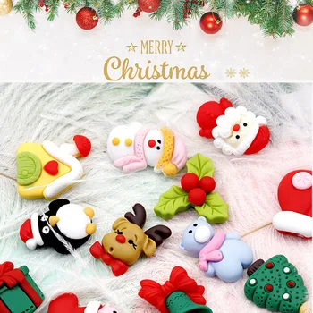 5VNT Kalėdų Nagai Meno Kalėdų Kawaii Dervos Pakabukai Kalėdų Senelis/Sniego 3D Akrilo Nagų Priedai Papuošalų#12styles Dovana