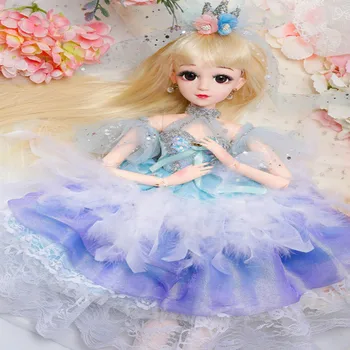 Naujas 60cm 20 Kilnojamojo Sąnarių Baltos Odos Bjd Lėlės Princesė Dress Mergaitė Žaislai 3D Akis, Rūbai Batai Aksesuarai BJD Doll Žaislas Mergina