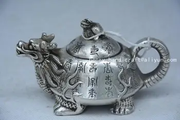 Labai reti Čing Dinastija (QianLong1711-1799)silver dragon&vėžlio arbatinukas,Apdaila