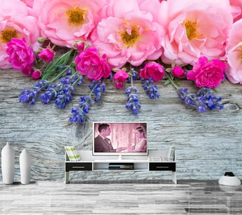 Rožės, Rodyti Rožinės spalvos Gėlės tapetai papel de parede,svetainė, televizorius, sofa-sienos miegamajame 3d tapetai didelis freskomis