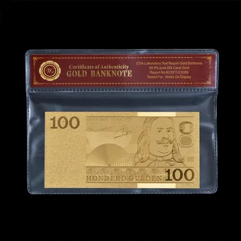 WR Didmeninė Elementus, Nyderlandai 100 Gulden Aukso Folija Banknotai su Coa Rėmo Padirbtų Pinigų Sąskaitas Naujųjų Metų Dovana Jam