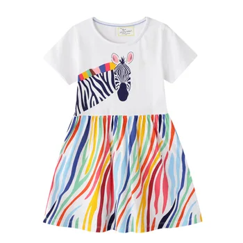 Bamblys Mergaičių Suknelės Zebra Gyvūnų Modelio 2020 Naujas Vasaros Suknelė Baby Girl Drabužiai Vaikams Princesė Suknelė, Vaikų Drabužiai, 2-7Y