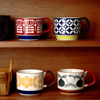 Japonija Retro Ins Keramikos Kabinti Ausies Spausdinti Kavos Puodelis Gali Būti Sukrauti Kūrybos Puodelis Pora Pusryčiai Pieno Puodelis