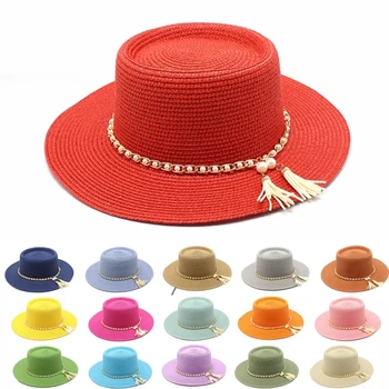 Moteriški UPF50 Sulankstomas Vasaros Šiaudų Skrybėlę Platus Kraštų Fedora Saulės Paplūdimio skrybėlę Platus kraštų šiaudų skydelis skrybėlę laisvalaikio atostogų Vasarą Panama