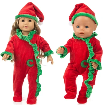 Kalėdų Nustatyti Hat+ jumpsuits Kostiumas Dėvėti Tilptų 18inch 43cm Baby Lėlės Reborn Kūdikių Lėlės Drabužių Priedai,42 cm) Nenuco Lėlės