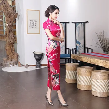 2022 m. Vasarą Plius Dydžio Elegantiški Raudoni Cheongsam Ilgas, Maxi Vestuvių Bridesmaid Suknelę Derliaus Vietnamo Tradicinių Suknelė Qipao Moterims