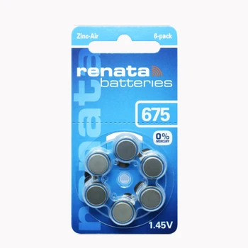 RENATA 6pcs/pak Baterijų XRenata ZA675 PR44 Cinko Oro 1.45 V Klausos Baterija