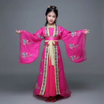 Mergaičių Kinų Tradicinių Kostiumų Liaudies Šokių Suknelė Vaikai Tango Princesė Suknelė Nacionalinės Senovės Hanfu Drabužių Etape 89