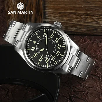 2022 San Martin Japonija YN55 mechaninė automatinė ant grandinės chronograph safyras vyriški žiūrėti prabangus retro dizainas relogio masculino
