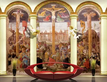 Custom 3d freskos, Europos Romos skiltyje Krikščionių paveikslas, tapyba papel de parede, gyvenamasis kambarys su sofa-lova, TV miegamojo sienos tapetai
