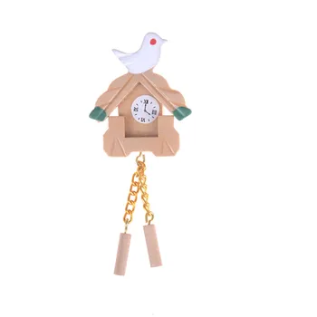 Asmenybės Mažas Sieninis Laikrodis 1:12 Lėlių Mini Modeliavimo Paukščių Medienos Laikrodis Vaikų Kambario Doll House Dekoro