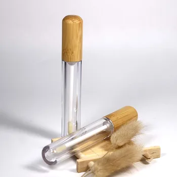15VNT 6ml Plastiko Skaidrus Lūpų Blizgesys Vamzdis su Bambuko Medienos Dangčio Kosmetikos Lipgloss Pakavimo Talpyklos